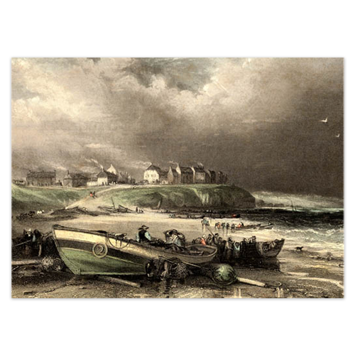 'Cullercoats, Northumberland 1837', from an original print NewArtCards