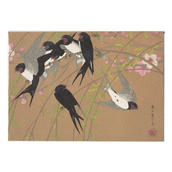 Tsuchiya Rakuzan '  Weeping Willow and Flock of Swallows, Mid Spring '