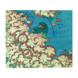 Katsushika Hokusai ' Double Cherry Blossoms and Green Bird '